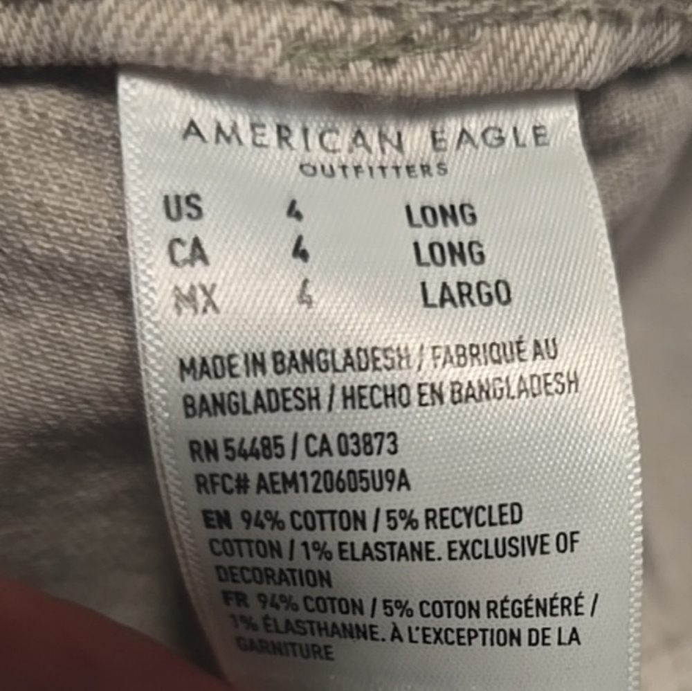 American Eagle Khaki Jeans, Women Size 4, Cargo Wide Leg Skater jeans Flat Front - Picture 6 of 12